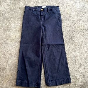 Wide cropped leg twill pants